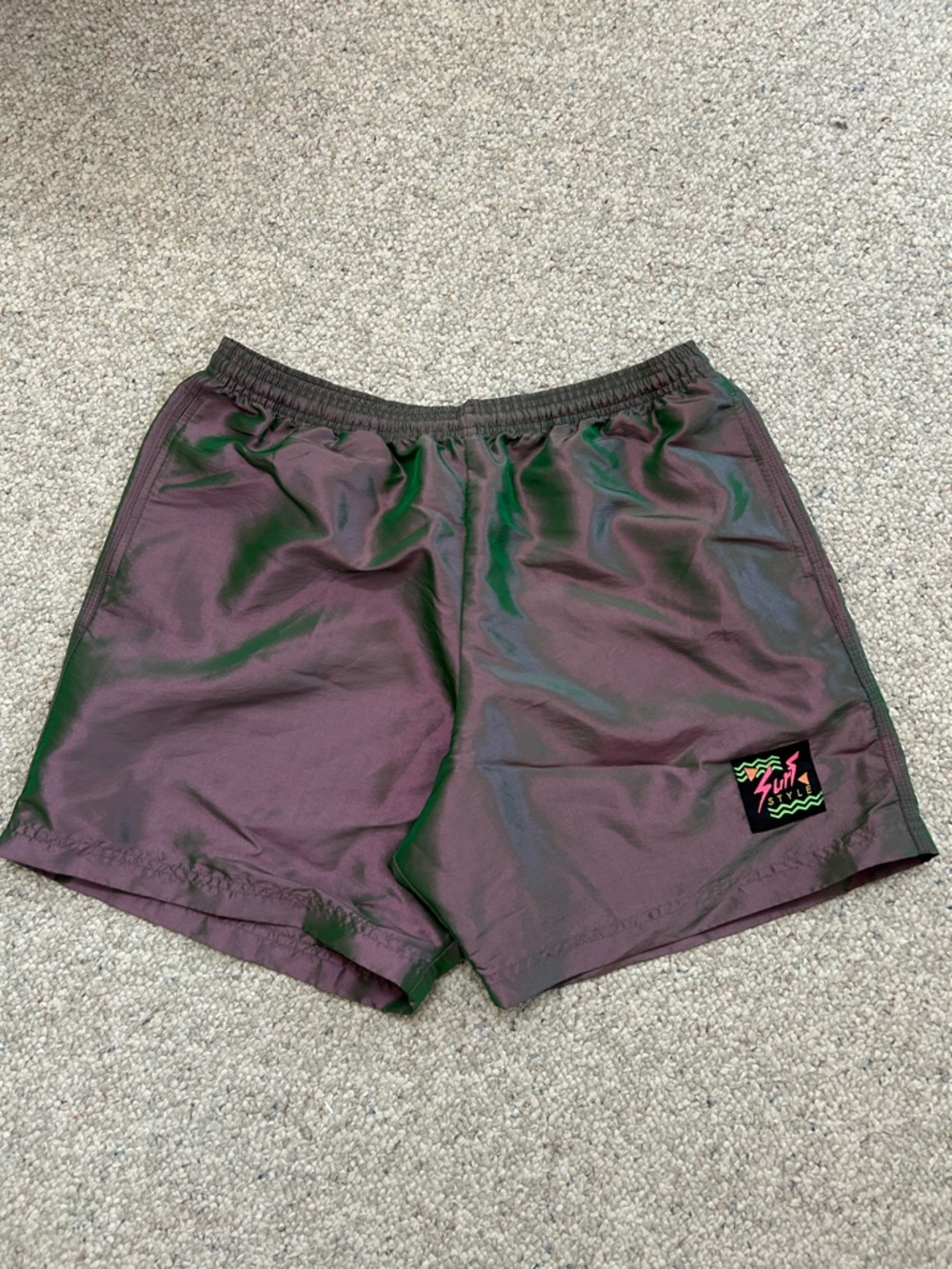 Vintage Surf Logo Swim Shorts in Iridescent Plum